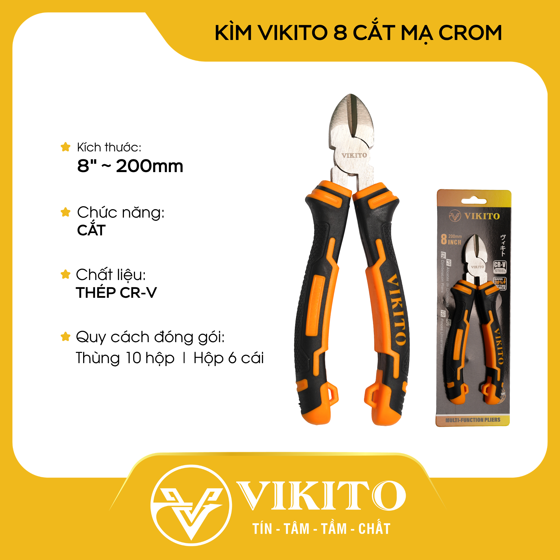 Kìm VIKITO 8 cắt mạ crom